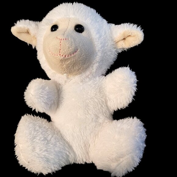 Set of White Lamb & Cream Bunny Rabbit Plush Toys 6" Bow Detail Easter - Picture 6 of 7